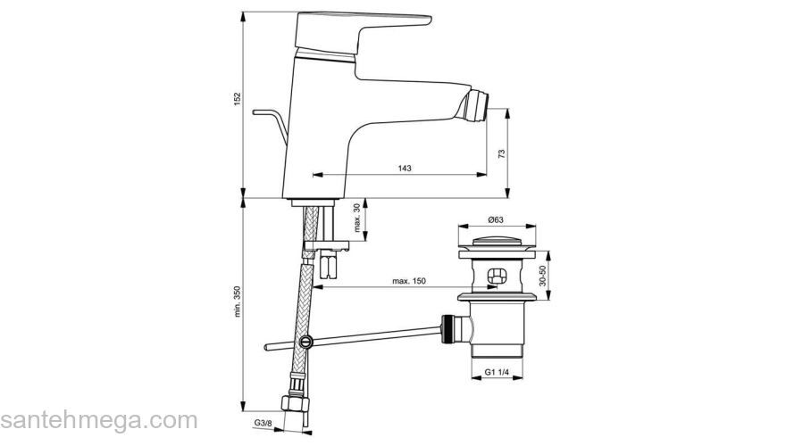 Смеситель для биде IDEAL STANDARD Connect B9920AA. Фото