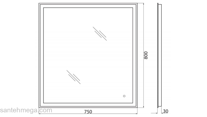 Зеркало с встроенным светильником и сенсорным выключателем BELBAGNO SPC-GRT-750-800-LED-TCH. Фото