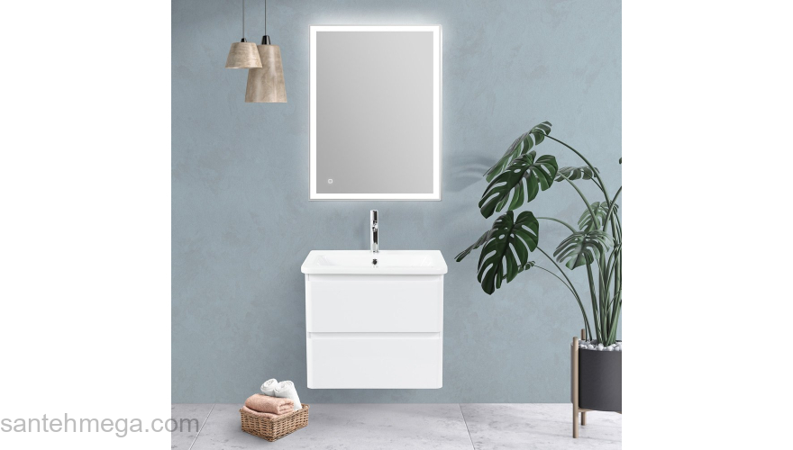 Тумба под раковину подвесная BELBAGNO ALBANO-CER-600-2C-SO-RVB Rovere Vintage Bianco. Фото