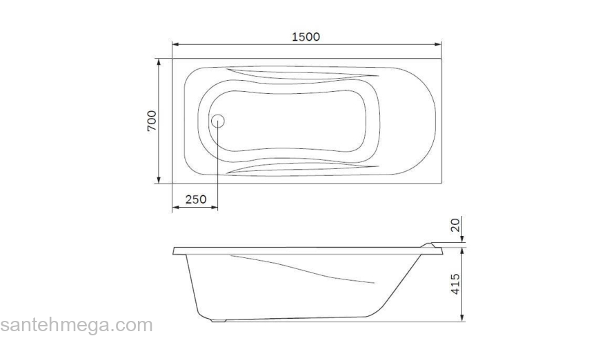 Ванна акриловая 150х70 см AM.PM Sense W76A-150-070W-A. Фото