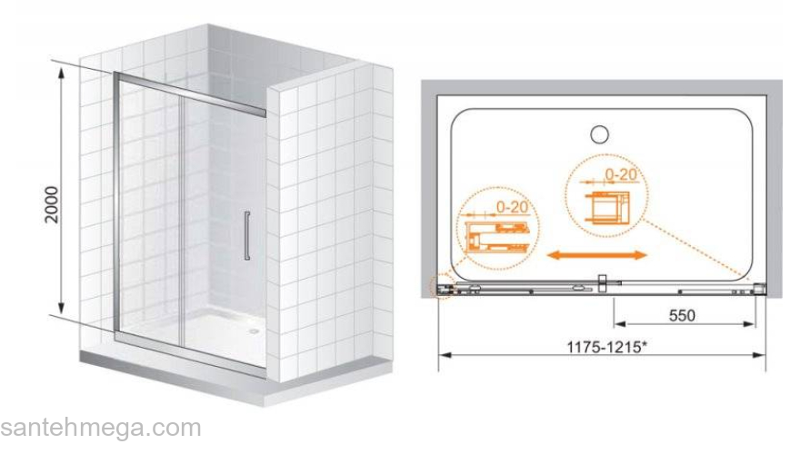 Душевая дверь CEZARES Premier-Soft PREMIER-SOFT-W-BF-1-120-C-Cr-IV. Фото