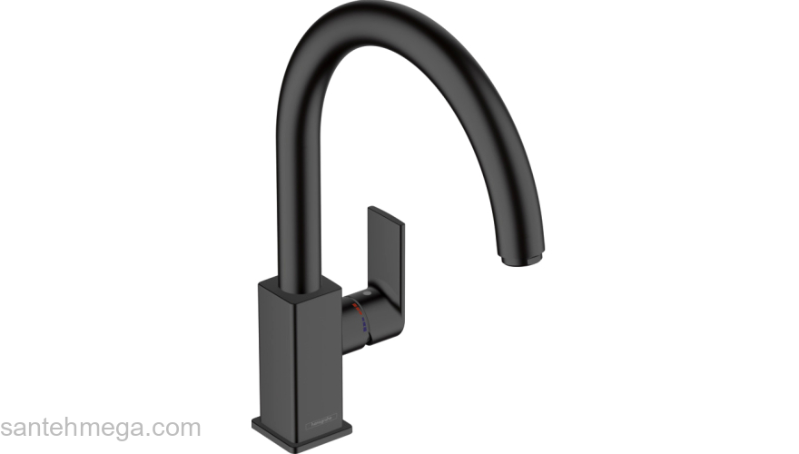 Кухонный смеситель 260 однорычажный с поворотным изливом Hansgrohe Vernis Shape M35 71871670 черный. Фото