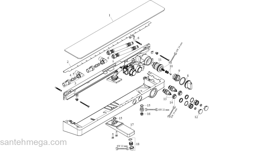 Термостат для ванны Hansgrohe ShowerTablet Select хром 13183000. Фото
