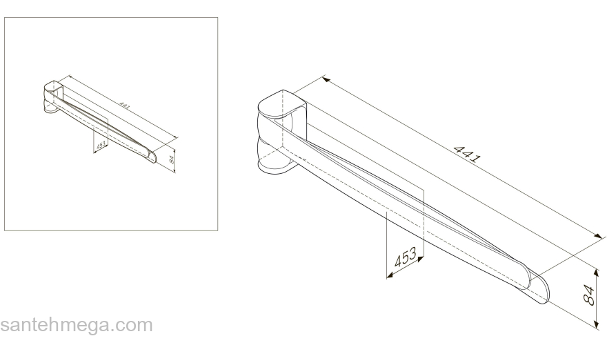 Двойная вешалка-вертушка для полотенец, 44 см AM.PM Sensation A3032600 для ванной комнаты. Фото
