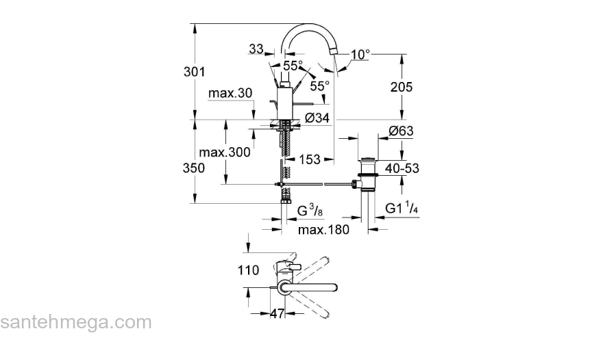 Смеситель для раковины Grohe Eurosmart Cosmopolitan 32830000. Фото