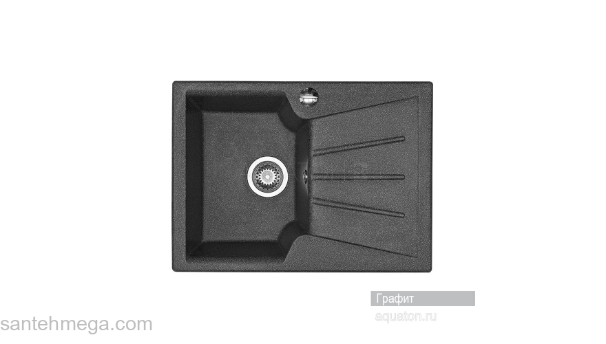 Мойка для кухни Акватон Монца прямоугольная с крылом графит 1A716032MC210. Фото