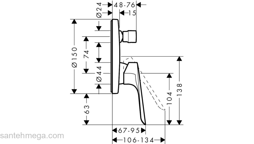 Смеситель для ванны Hansgrohe Logis E 71404000. Фото