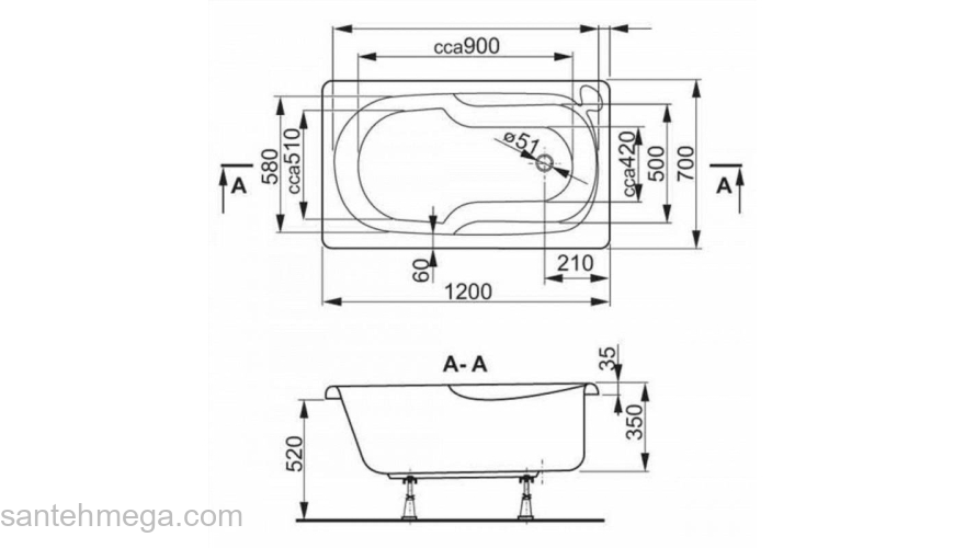 Ванна акриловая VAGNERPLAST Nike 120 VPBA125NIK2E-01. Фото