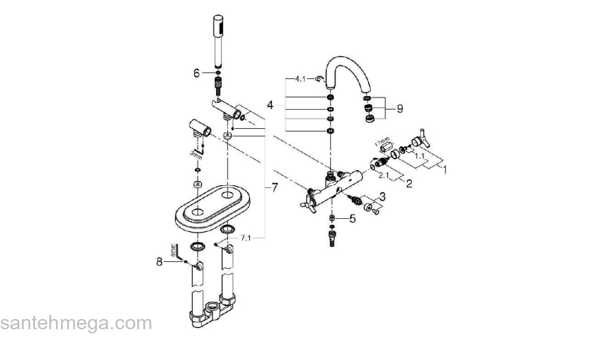 Смеситель для ванны GROHE Atrio Ypsilon 25044000. Фото