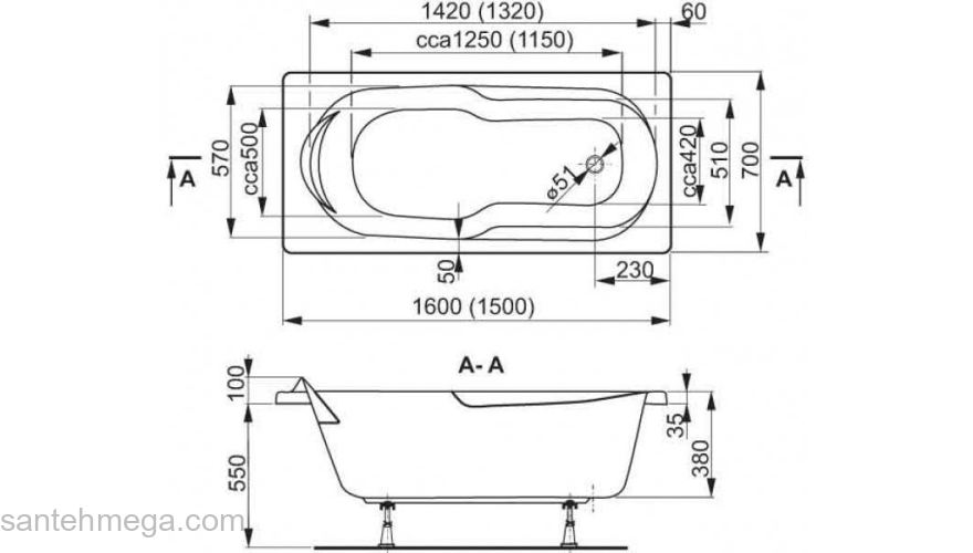 Ванна акриловая VAGNERPLAST Nymfa 150 VPBA157NYM2E-01. Фото