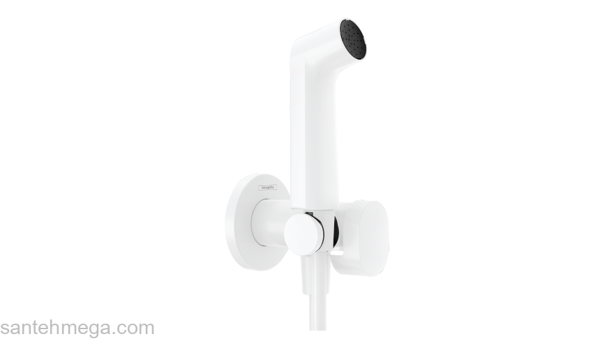 Гигиенический душ Hansgrohe S 1jet EcoSmart+ со смесителем (требуется скрытая часть), белый матовый 29232700. Фото