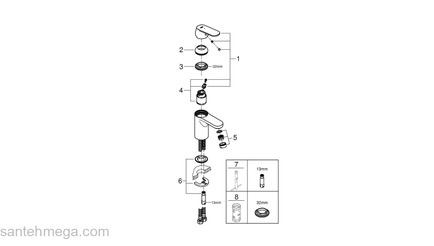 Смеситель для раковины GROHE Eurosmart Cosmopolitan 2337600E. Фото