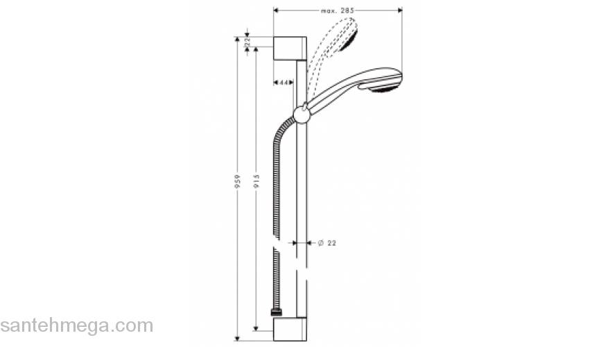 Душевой гарнитур HANSGROHE Crometta 85 Vario/Unica Crometta 27762000. Фото