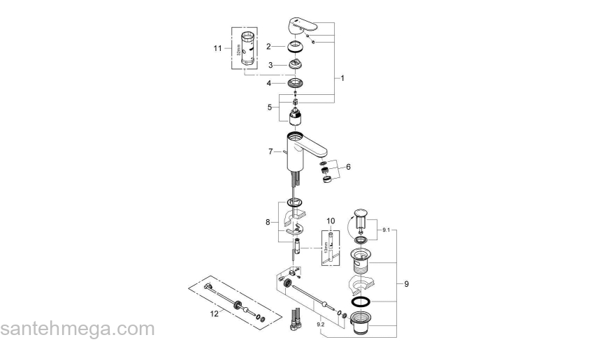 Смеситель для раковины GROHE Eurosmart Cosmopolitan 2339600E. Фото