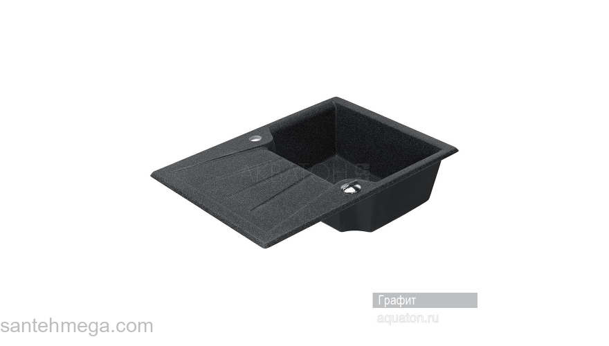 Мойка для кухни Акватон Монца прямоугольная с крылом графит 1A716032MC210. Фото