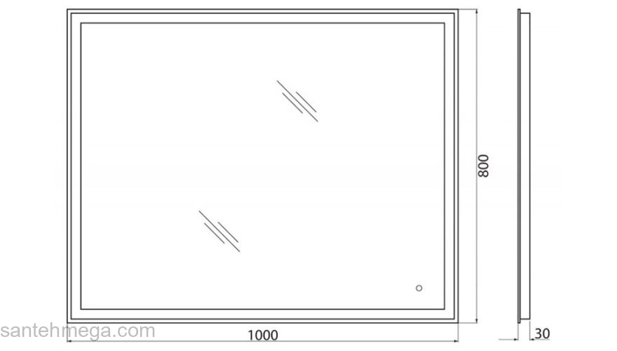 Зеркало с встроенным светильником и сенсорным выключателем BELBAGNO SPC-GRT-1000-800-LED-TCH. Фото