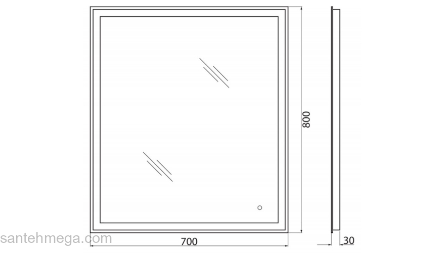 Зеркало с встроенным светильником и сенсорным выключателем BELBAGNO SPC-GRT-700-800-LED-TCH. Фото