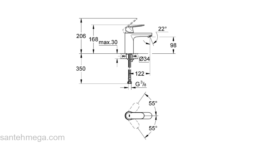 Смеситель для раковины GROHE Eurosmart Cosmopolitan 23327000. Фото