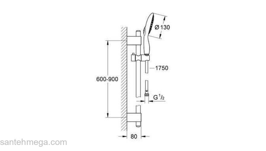 Душевой гарнитур GROHE Power & Soul 27738000. Фото