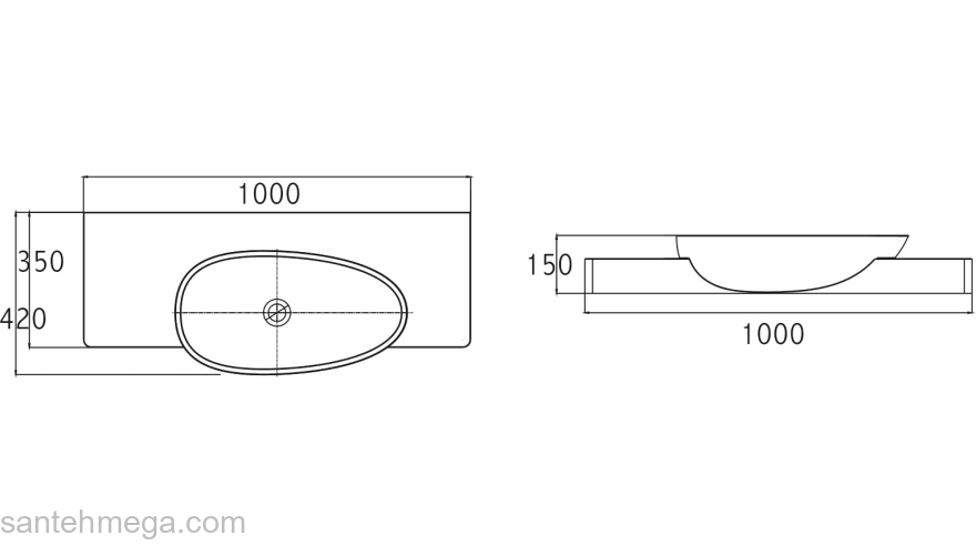 Раковина NS BATH NSS-1050G (глянцевая) 100х50. Фото