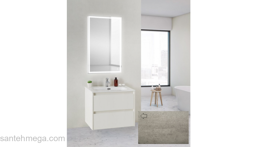 Тумба под раковину подвесная BELBAGNO KRAFT 39-800/390-2C-SO-CG Cemento Grigio. Фото