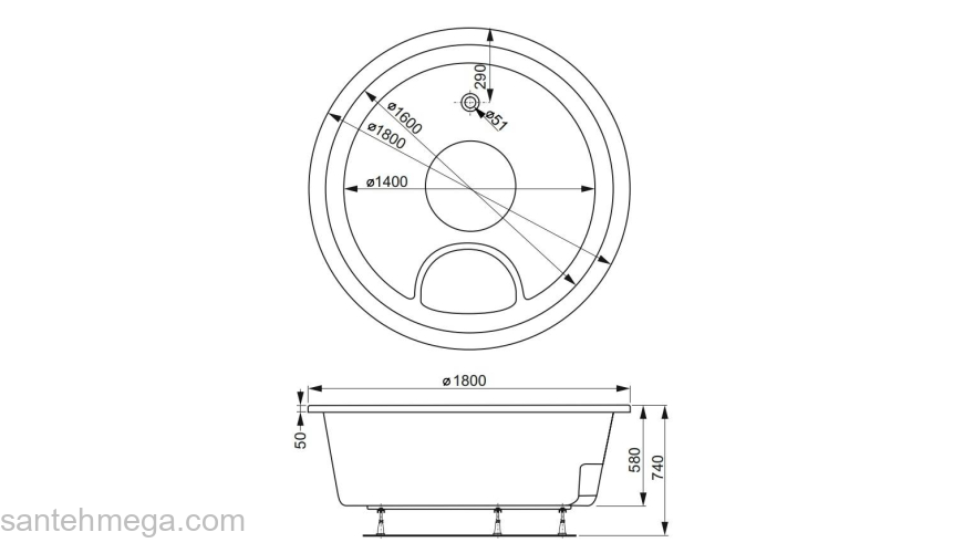 Акриловая ванна VAGNERPLAST RONDO 180 VPBA180RON9X-01. Фото