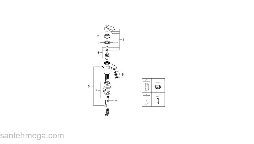 Смеситель для раковины GROHE Eurosmart Cosmopolitan 3282700E. Фото