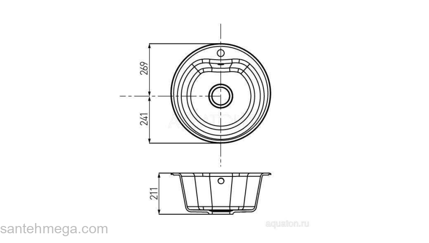 Мойка для кухни Акватон Мида круглая серая 1A712732MD230. Фото