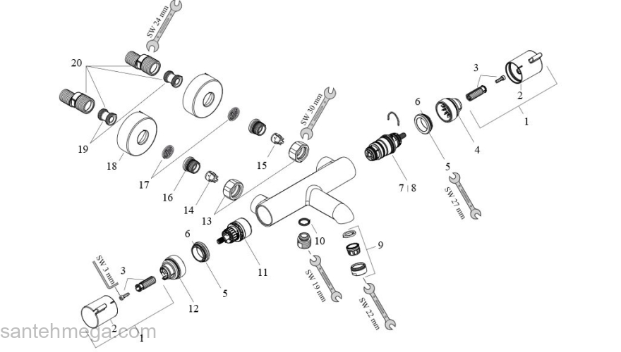 Термостат для ванны Hansgrohe Ecostat Comfort 13114000. Фото