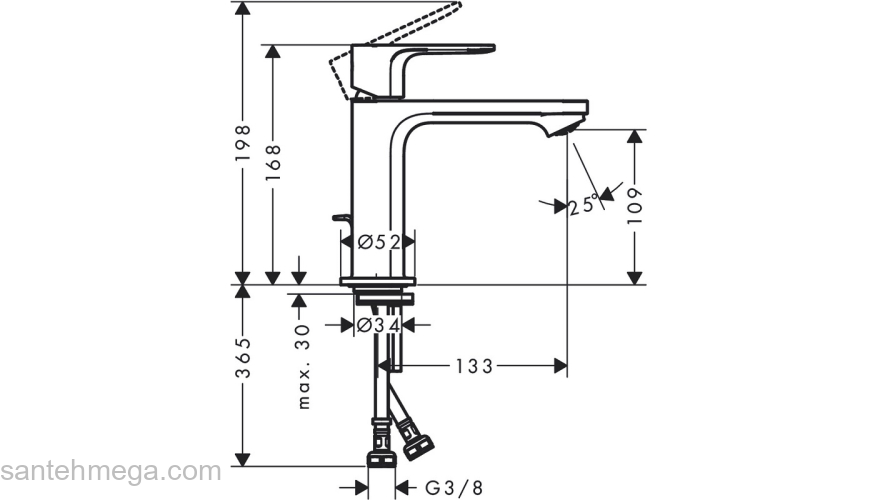 72557000 HANSGROHE  Rebris E смеситель для раковины 110. Фото