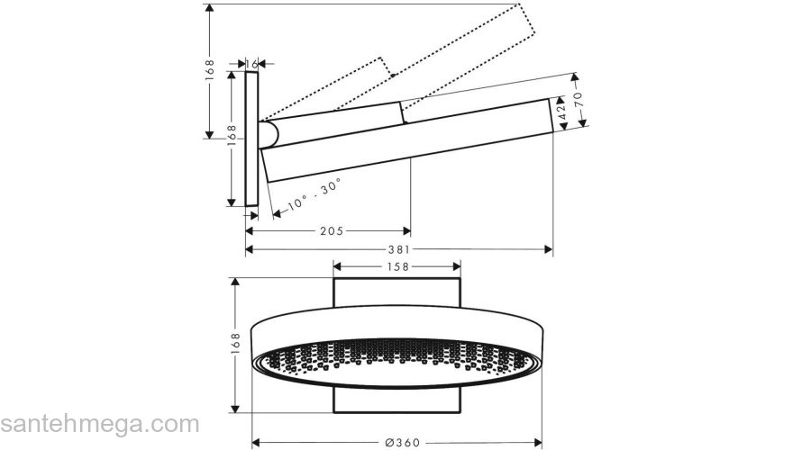 Верхний душ Hansgrohe Rainfinity 26230700. Фото