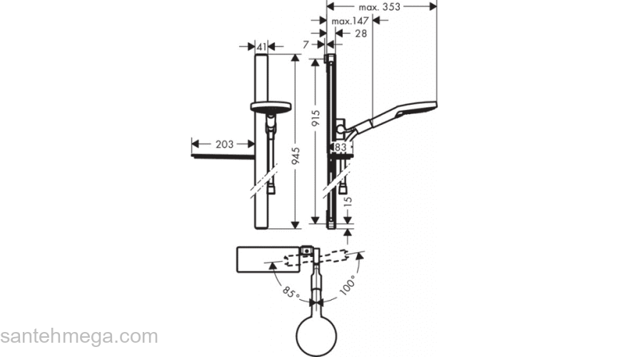 Душевой гарнитур HANSGROHE Raindance Select S 120 3 jet 27649400. Фото