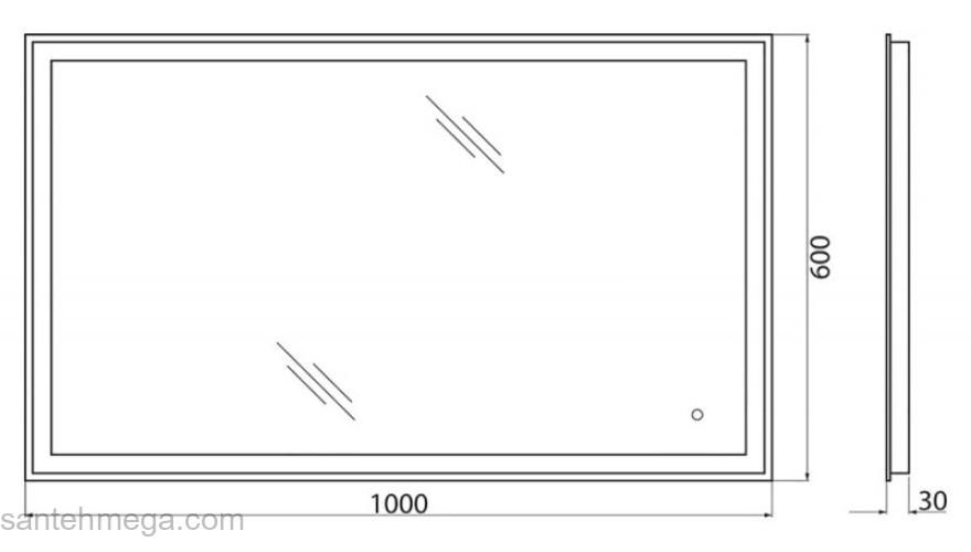 Зеркало с встроенным светильником и сенсорным выключателем BELBAGNO SPC-GRT-1000-600-LED-TCH. Фото
