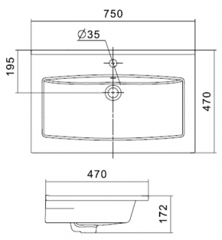 Раковина встраиваемая SANTEK Элина 75х47 1.WH50.1.619. Фото