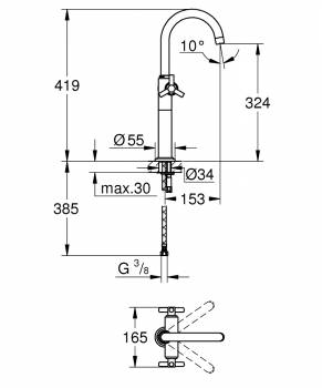 Смеситель для раковины GROHE Atrio Ypsilon 21044000. Фото