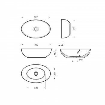 Раковина накладная тонкостенная SANITA LUXE Ringo Slim 53х34 RNGSLWB01S. Фото