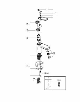 Смеситель для раковины GROHE Veris 32186000. Фото