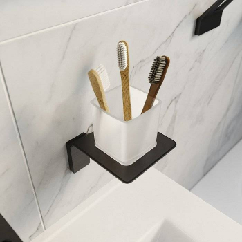 Подстаканник одинарный матовое стекло сплав металлов Slide IDDIS SLIBSG1i45 для ванной комнаты. Фото