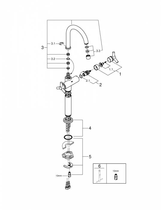 Смеситель для мойки GROHE Atrio Ypsilon 21044000. Фото