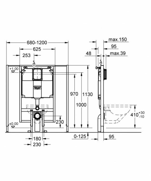 Инсталляция для подвесного унитаза GROHE Rapid SL 38995000. Фото