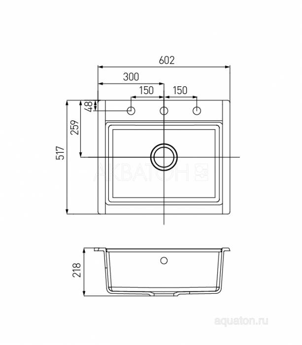 Мойка для кухни Акватон Делия 60 прямоугольная кофе 1A715232LD280. Фото
