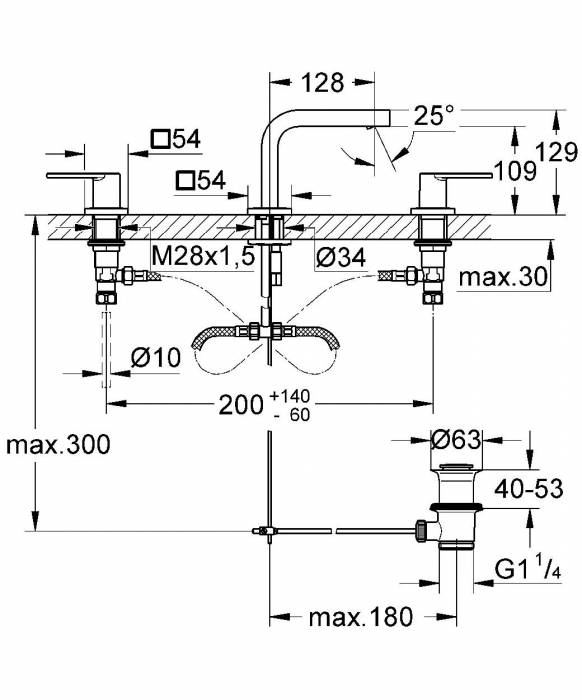 Смеситель для раковины GROHE Quadra 20306000. Фото