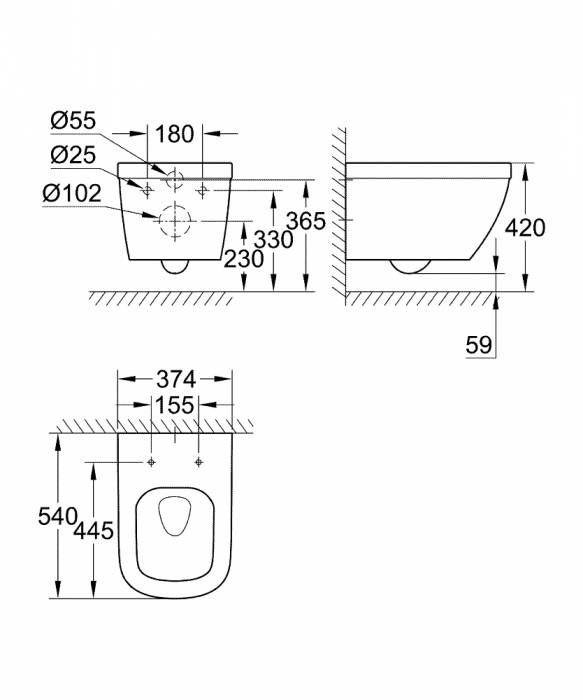 Унитаз подвесной GROHE Euro Ceramic 3932800H. Фото