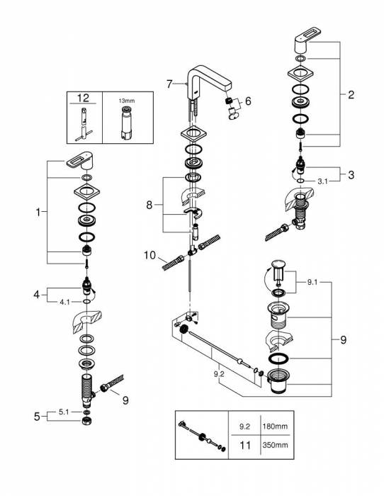 Смеситель для раковины GROHE Quadra 20306000. Фото