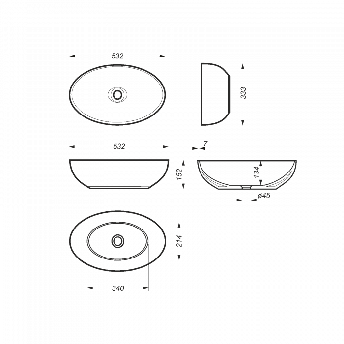 Раковина накладная тонкостенная SANITA LUXE Ringo Slim 53х34 RNGSLWB01S. Фото