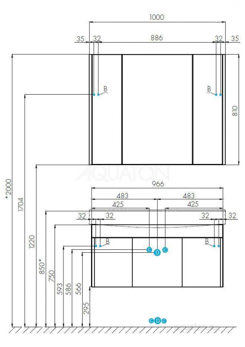 Зеркальный шкаф Aquaton Беверли 100 1A237202BV010. Фото