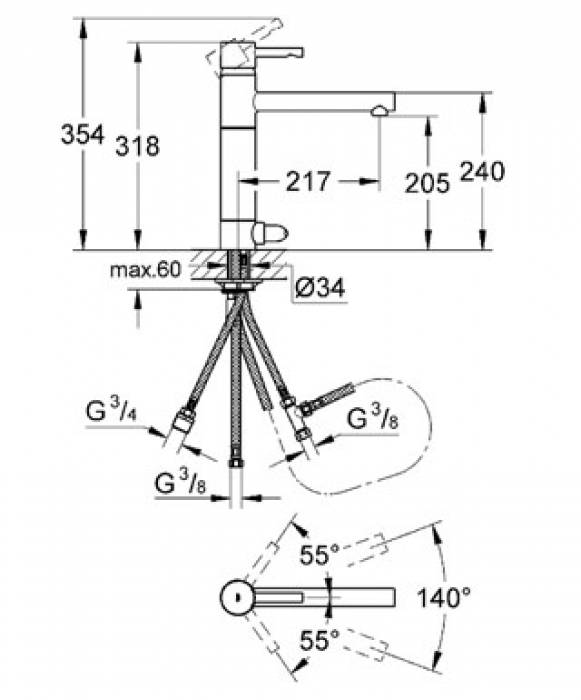 Смеситель для мойки GROHE Essence 32593000. Фото