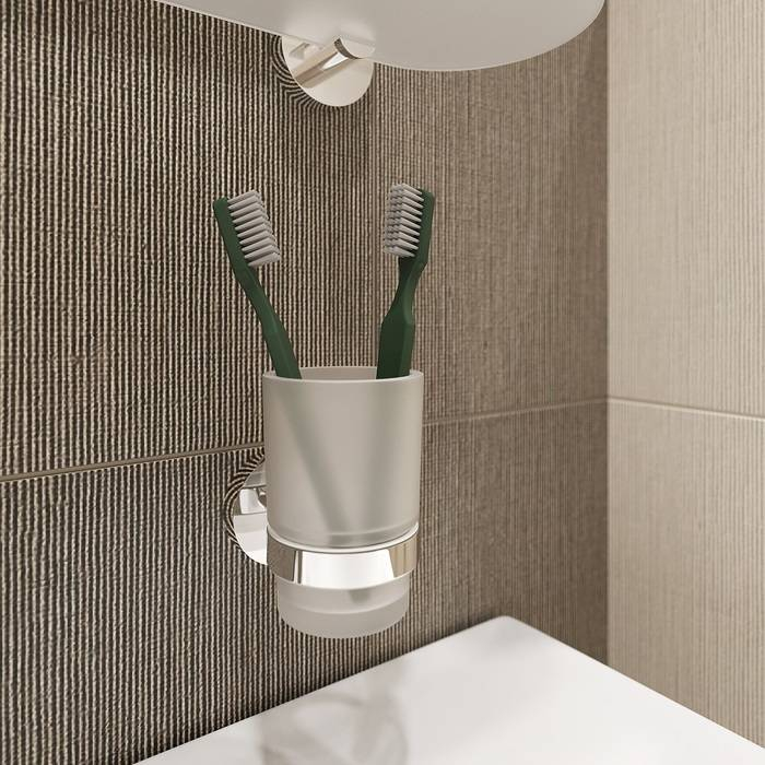 Подстаканник одинарный матовое стекло сплав металлов Sena IDDIS SENSSG1i45 для ванной комнаты. Фото