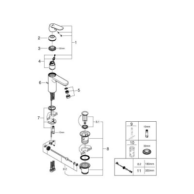 Смеситель для раковины GROHE Eurosmart Cosmopolitan 2339600E. Фото