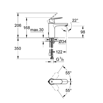 Смеситель для раковины GROHE Eurosmart Cosmopolitan 23326000. Фото